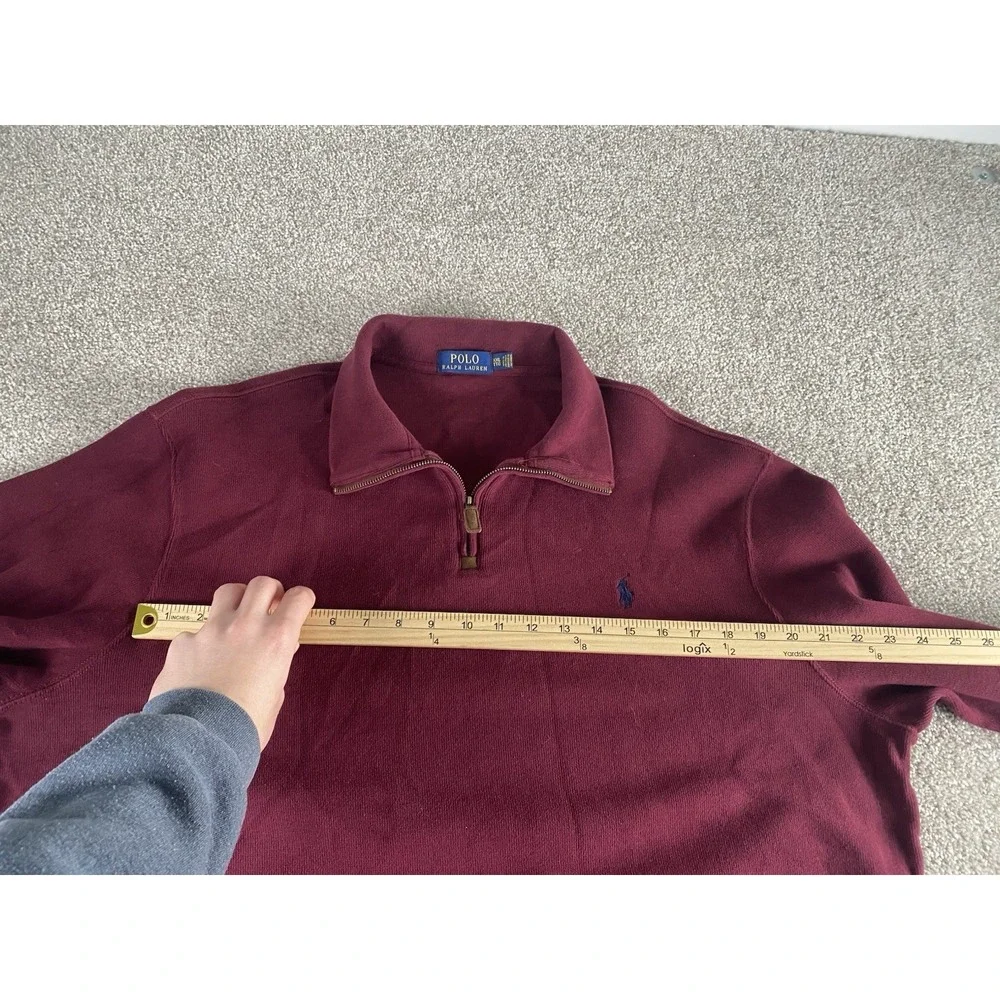 Polo Ralph Lauren 1/4 Zip Sweater Jacket Mens XXL Solid Maroon Y2K Blue Pony‎